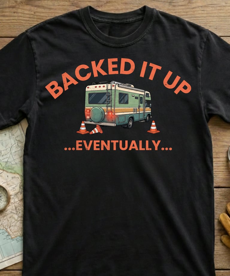 Horacio & Visconti Backed It Up Eventually RV humor shirt — Comfort Colors garment dyed tee for RV o