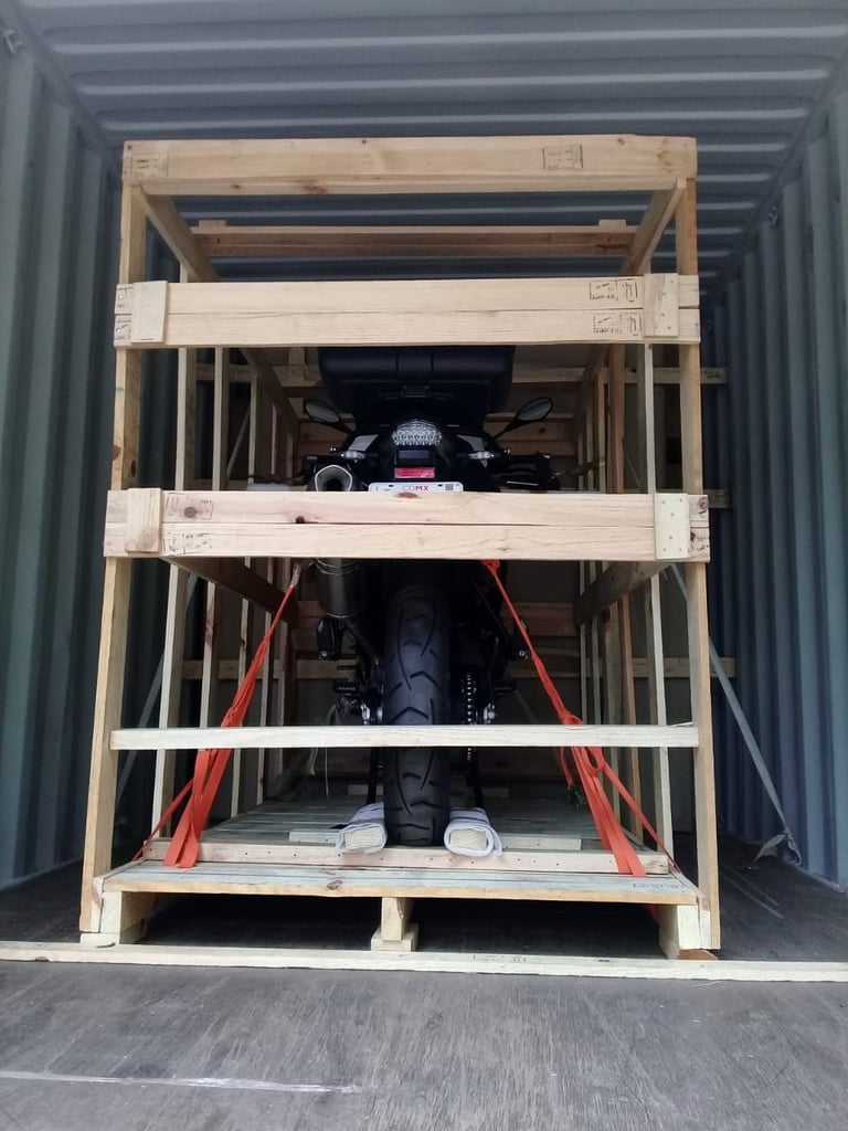 Motorcycle crated for export from Mexico to Switzerland