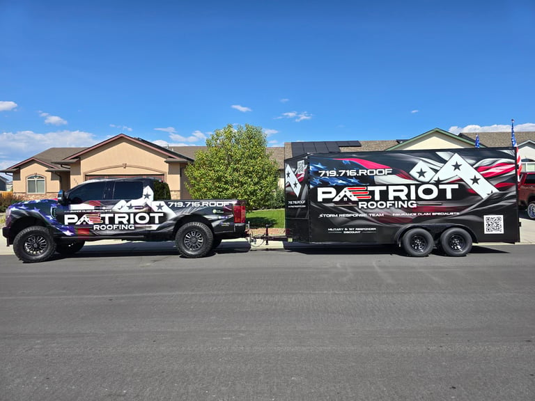 Patriot Roofing Truck and Trailer wrap Pueblo Colorado