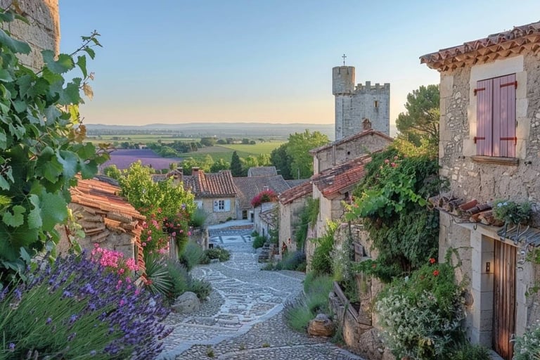 Charming Provencal village of La Garde-Adhémar, perched above the Drôme valley with rich heritage