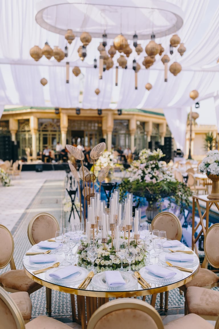 a table setting with a table setting for a wedding