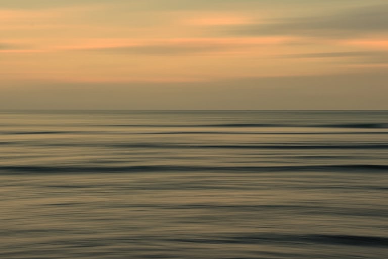 Location: Albion. ICM shot of calm ocean waves at sunset, creating a peaceful and abstract seascape in Mauritius