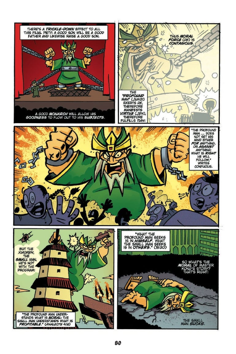 A comic page from Action Philosophers depicting Confucius' as King Kong