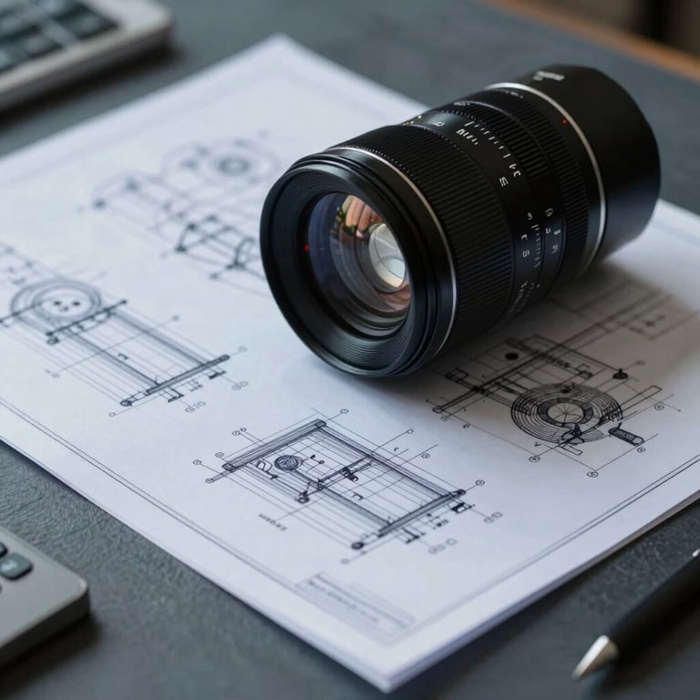A professional view of technical drawings for civil engineering on a desk, with a focused atmosphere and slate blue color tones.