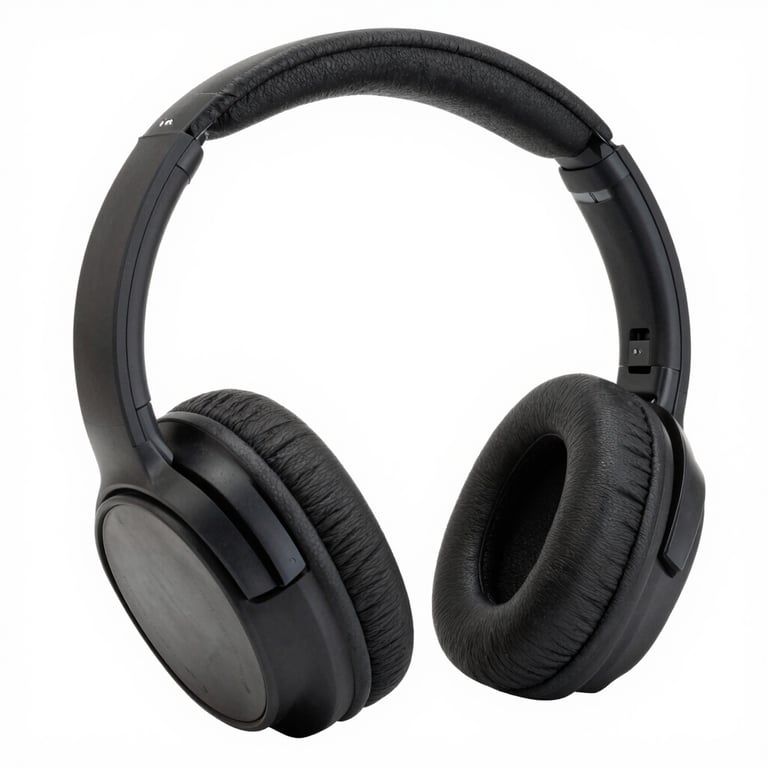 a pair of headphones sitting on top of a table