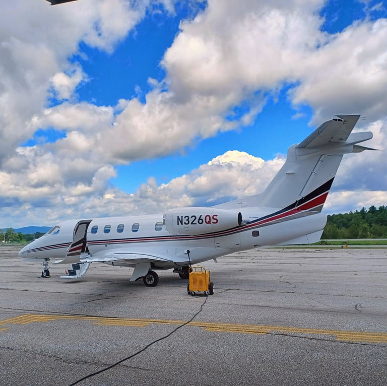 Jet on the ramp at Bennington Airport