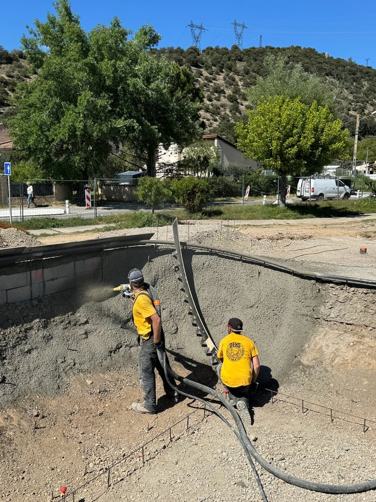 chantier projection béton