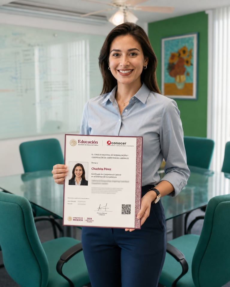 MUJER CON CERTIFICADO CONOCER IRREAL