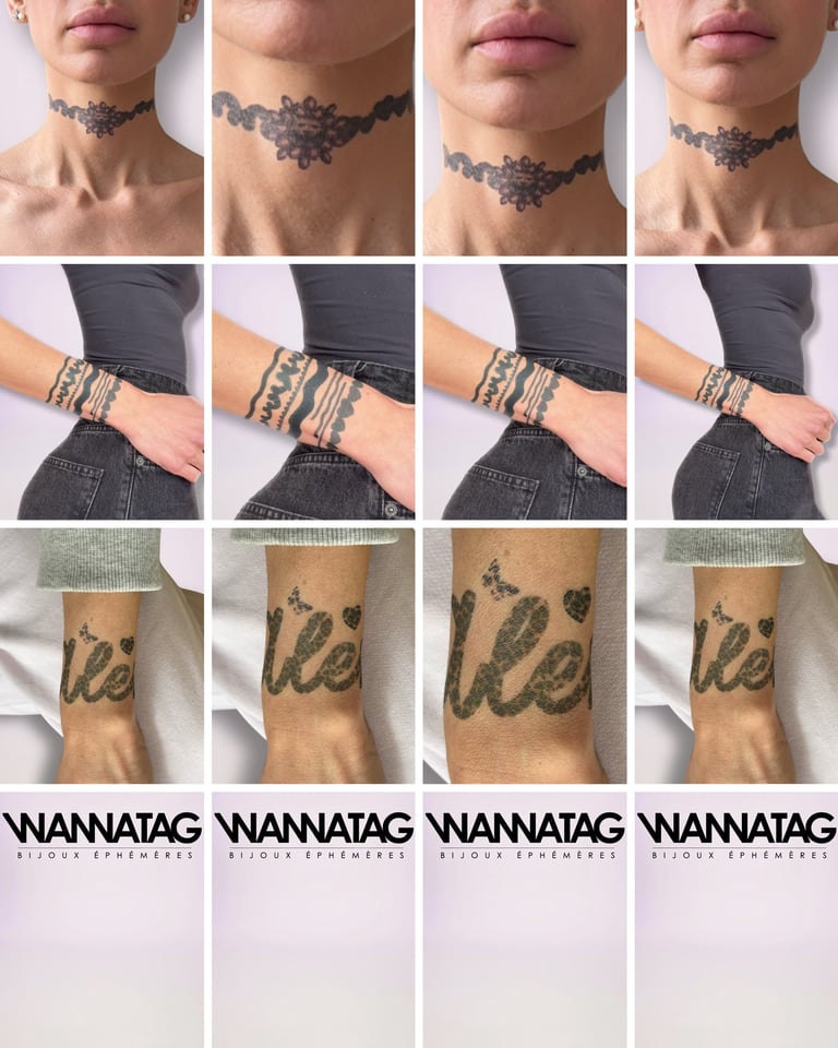 lookbook collection tatouages éphémères bijoux collier bracelet personnalisé WANNATAG