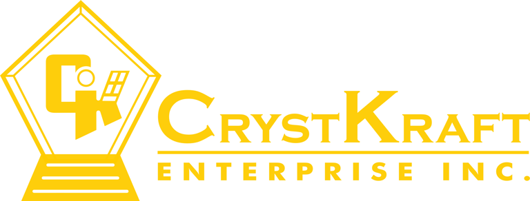 crystkraft, glass trophy, glass plaque, awards, wood frames, glass panels logo