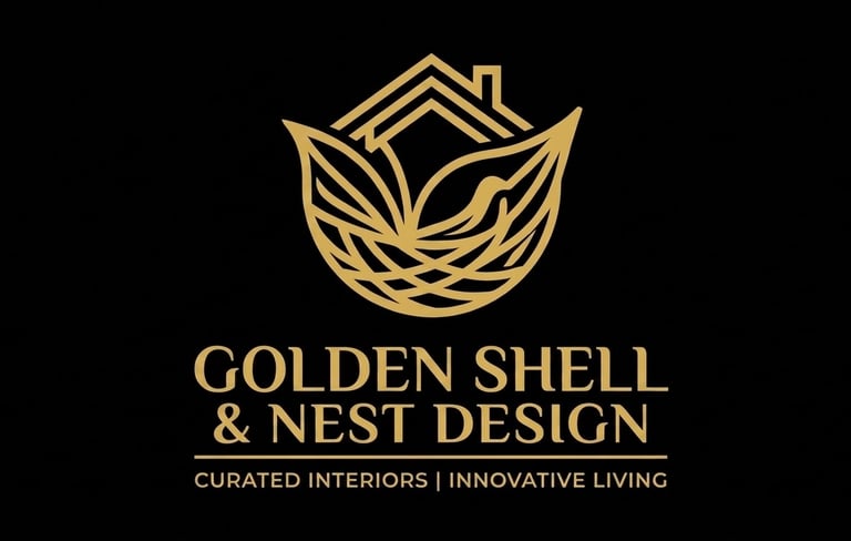Golden Shell & Nest Design logo