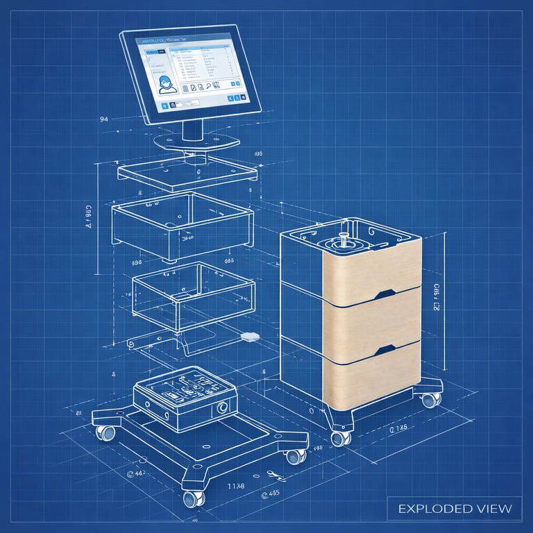 Blueprint of a medical aesthetic device with hardware design and firmware development