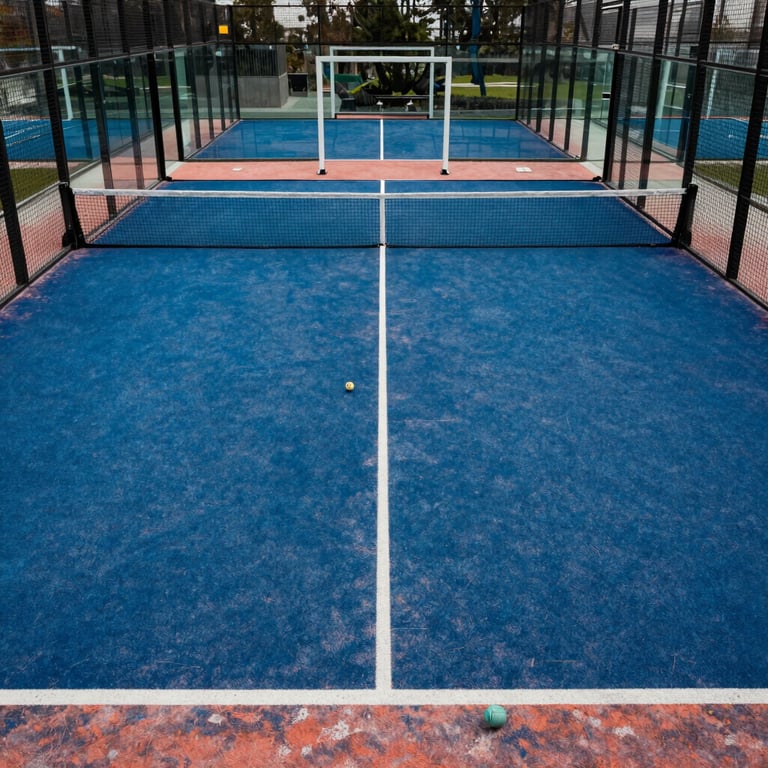 A row of newly installed padel courts at a luxury sports club in Turkey, showcasing a clean and professional layout.