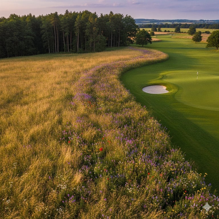 a golf course that uses wildflowers on the rough