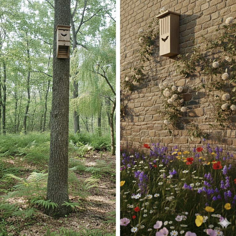 an AI image of a bat box on a wall and a Tree