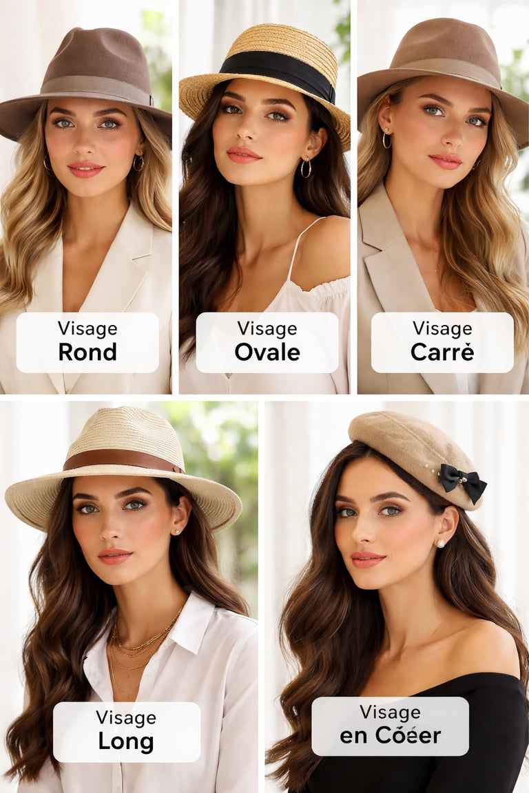 Collage de chapeaux Ekkinoxx adaptés à chaque morphologie de visage