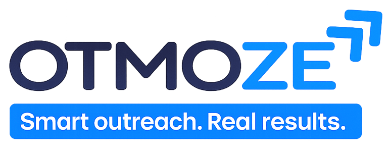OTMOZE logo with modern blue and dark typography and upward arrow symbol representing growth