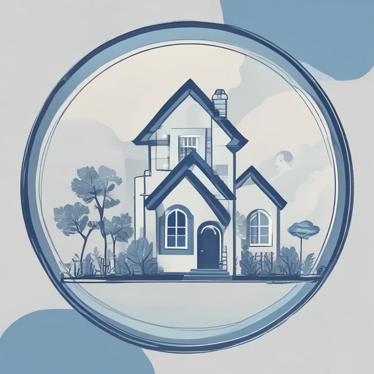 Ilustração de casa sob redoma, simbolizando proteção patrimonial.