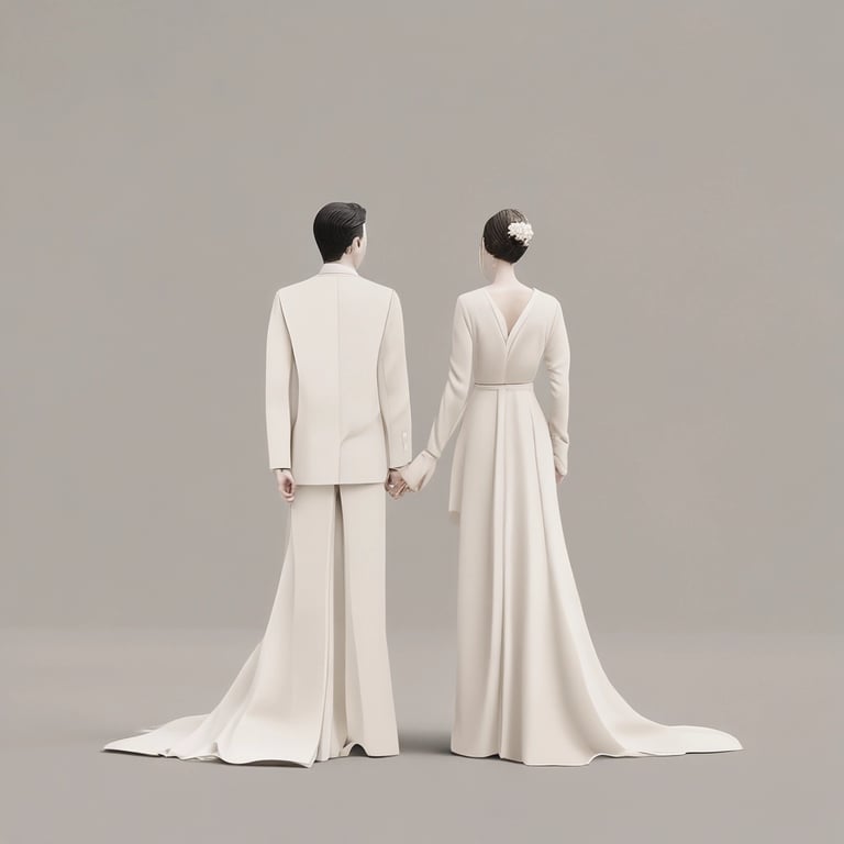 Ilustração de casal representando temas de casamento, união estável e divórcio.