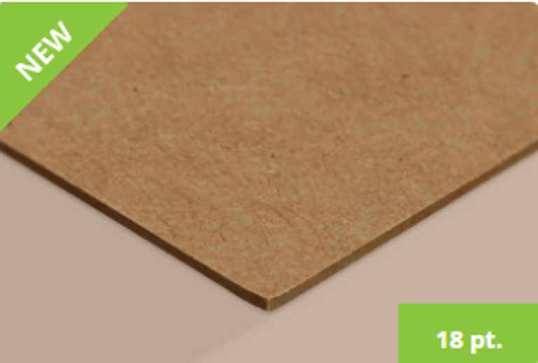Brown kraft paper cardstock sample with recycled fiber texture