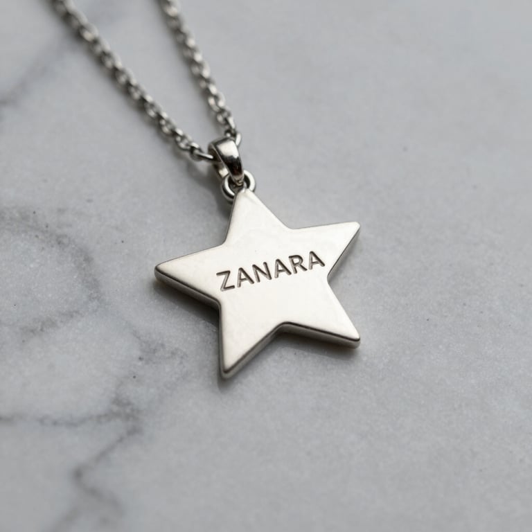 Elegant silver necklace with a minimalist design displayed on a white marble surface with soft natural light.