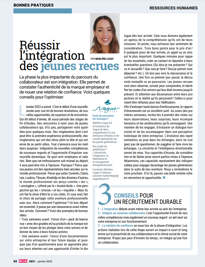 RIA Agroalimentaire Recruter des jeunes 