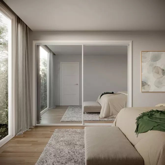 White fully framed wardrobe door