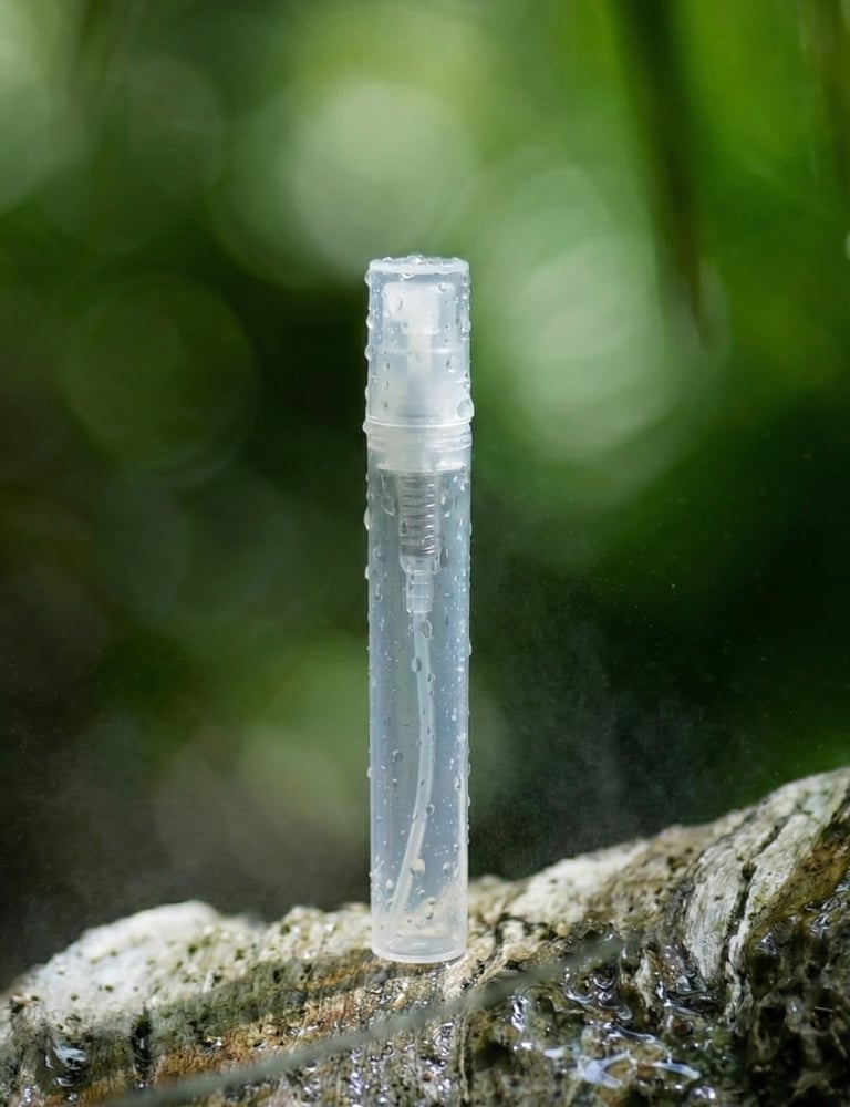 Kuvituskuva hajuvesinäytepullosta luonnossa