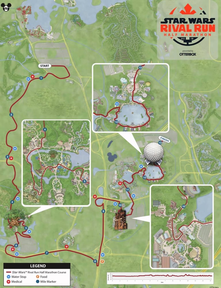 2019 runDisney Star Wars Rival Run Half Marathon Weekend Half Marathon Course Map