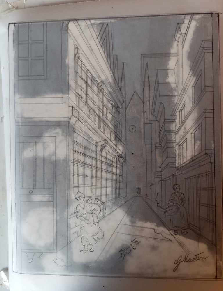 Un calque est posé sur le tableau à restaurer.