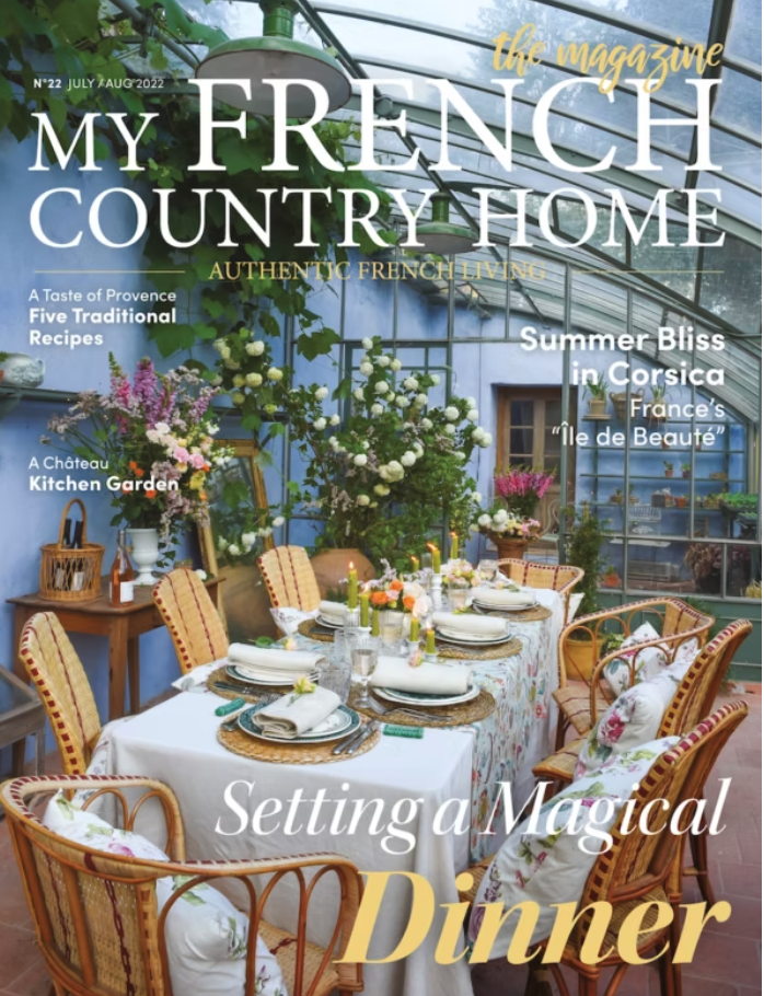 a table setting with a table setting for dinner, my French countryhome magazine