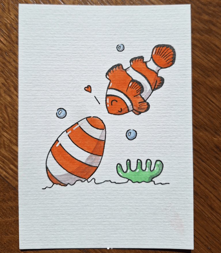 carte à l'aquarelle : poisson de pâques et son œuf 