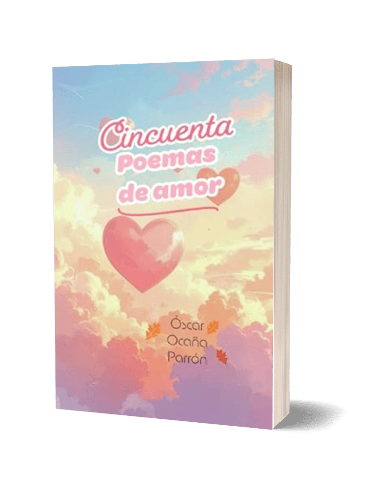 Portada en 3D del libro de poemas de amor 'Cincuenta poemas de amor' de Óscar Ocaña Parrón