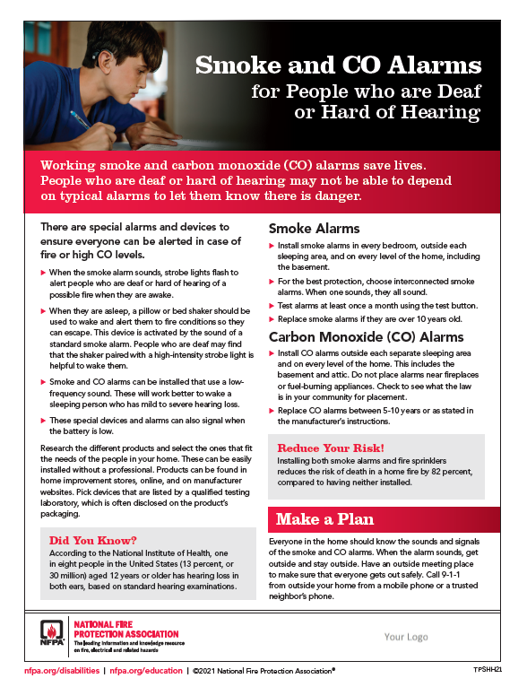 Smoke and CO Alarms for people who are deaf or hard of hearing.