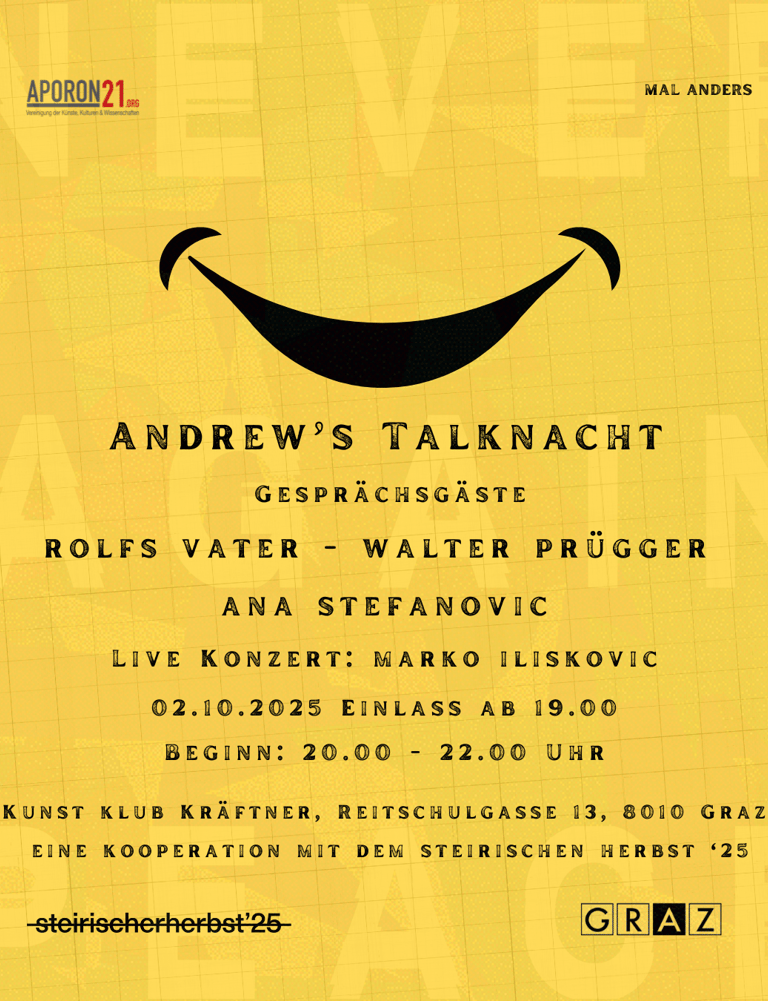 Flyer von Andrew's Talknacht