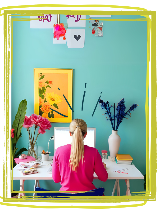 Founder Patricia Vasylchuk sits at a computer Illustrating what is KingdomCOMM