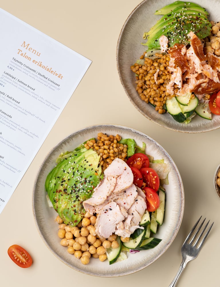cafe menu and a salat
