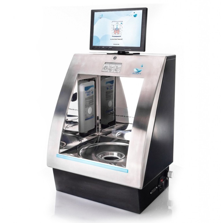 SoapyPro Hand Washing counter top or wall mount station for hand hygiene training and compliance