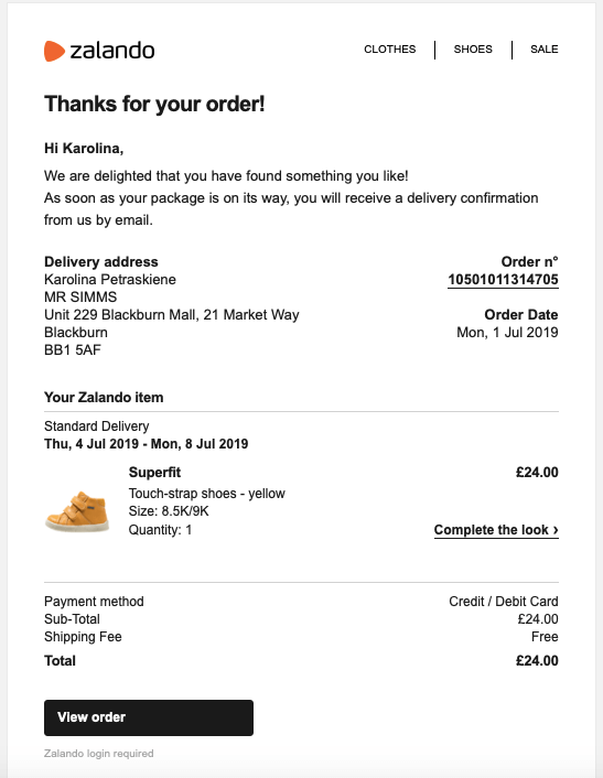 confirmation email template