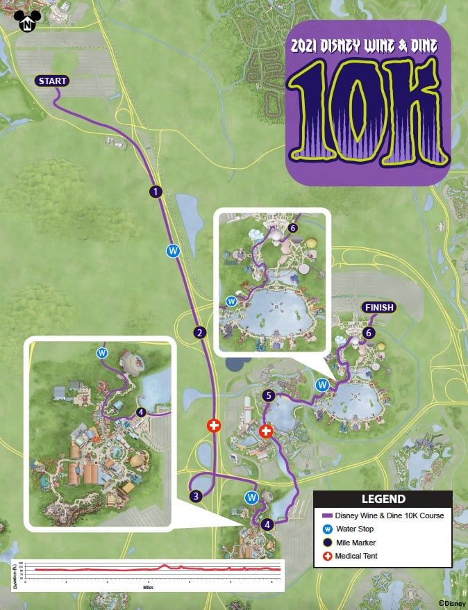 2021 runDisney Wine and Dine Half Marathon Weekend 10K Course Map