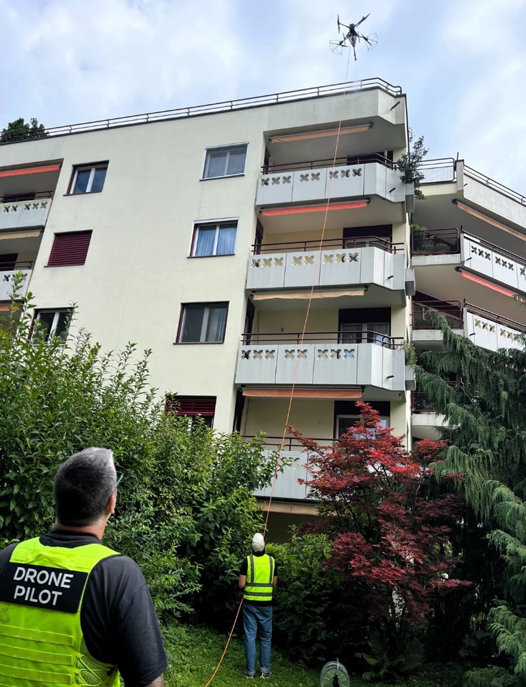 Dronicle operation on site removing stains and dust from apartement