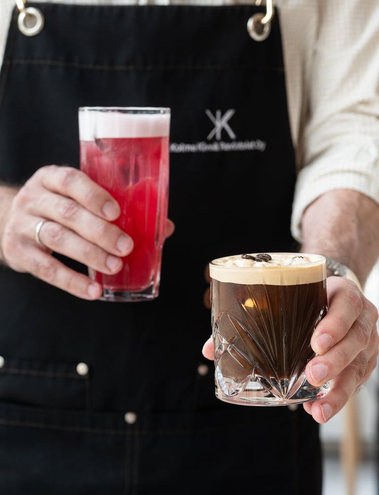 pink and coffee cocktails 