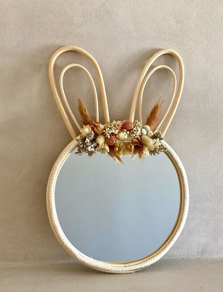 miroir lapin fleurs séchées Lulé Créations Florales Lyon