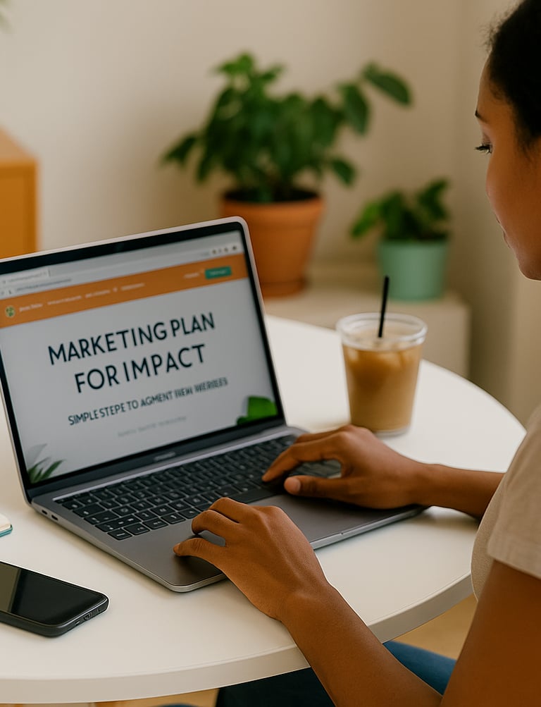 Woman on a laptop working on a marketing plan