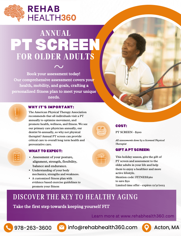 a flyer for annual pt screen with a woman playing tennis