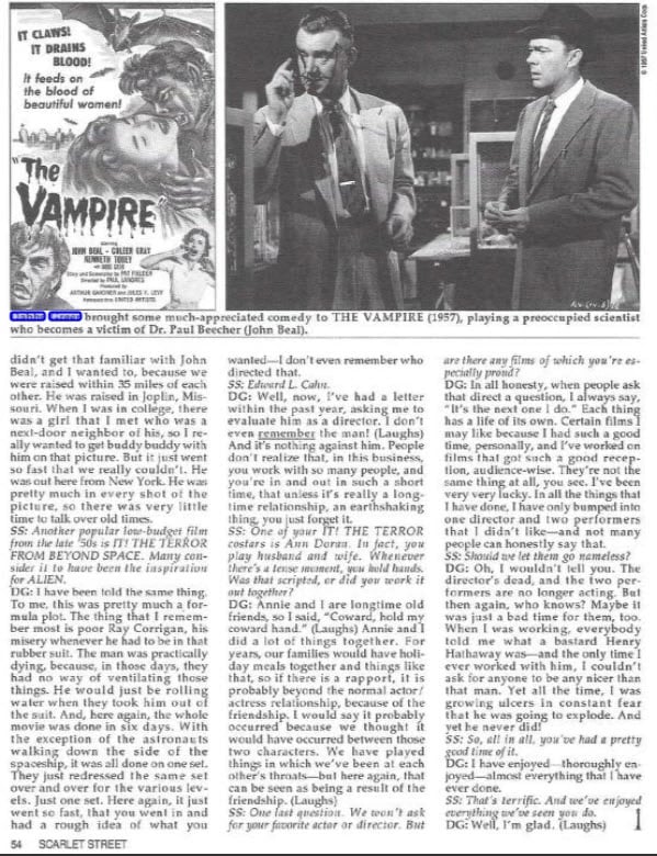 1995 Dabbs Greer interview in Scarlet Street, page 54