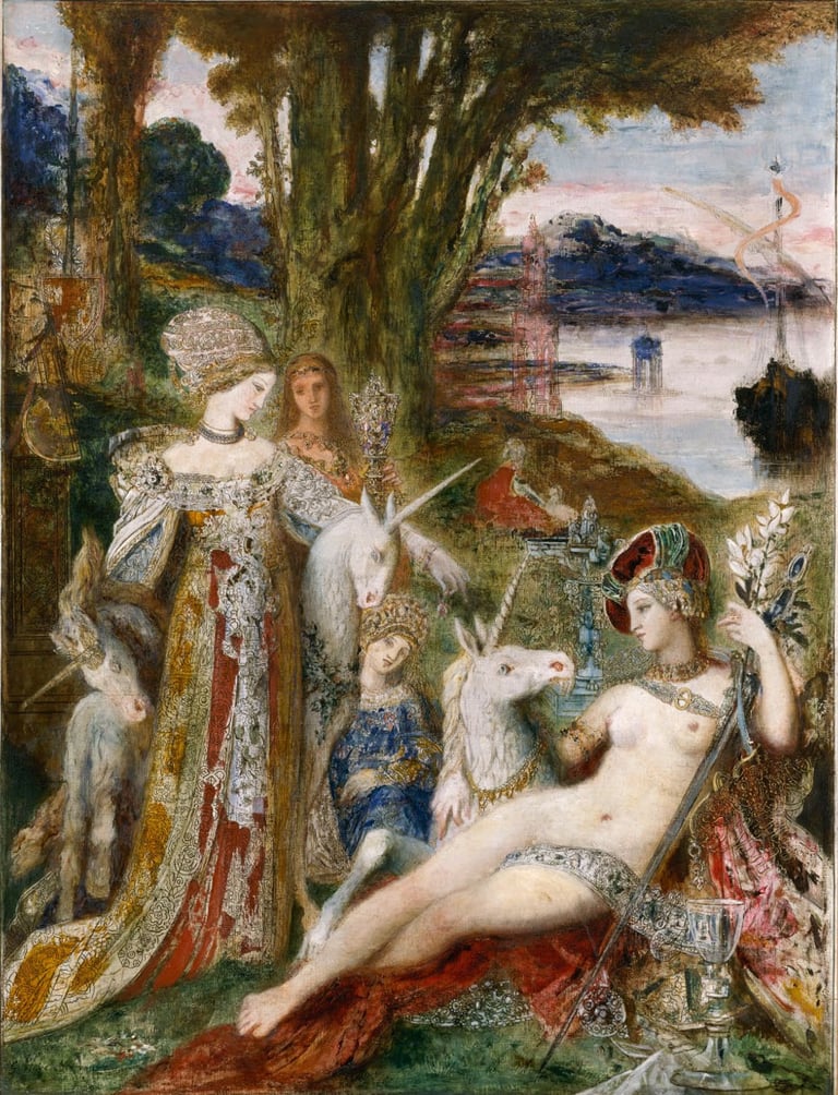 Gustave Moreau. Les licornes