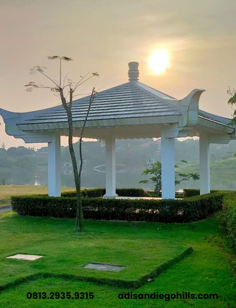 san diego hills memorial park karawang tipe paviliun dengan posisi dekat danau