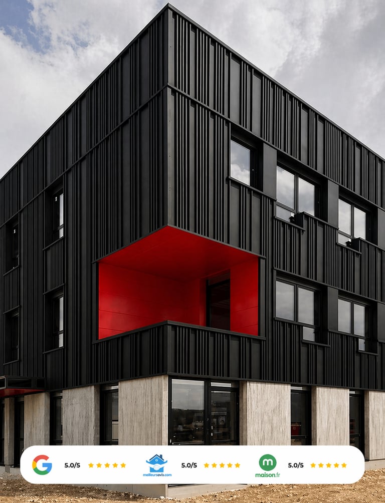Bardage facade noir moderne.