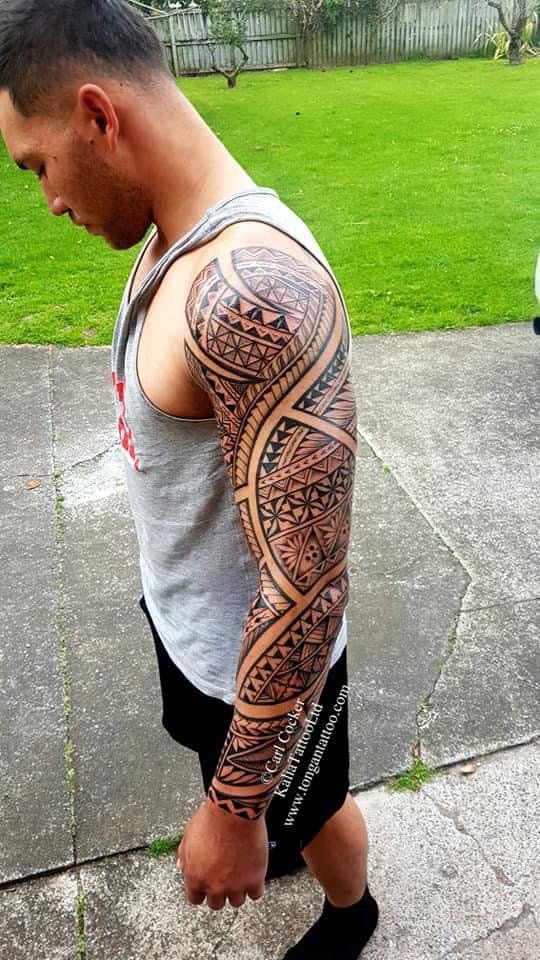 Polynesian tattoo sleeve, Tongan tattoo artist, Brisbane, Perth Australia